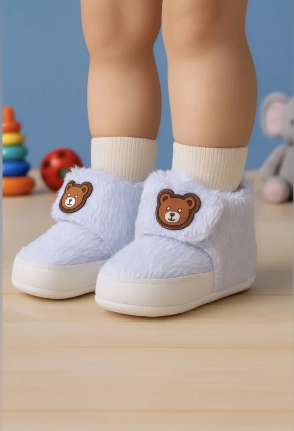 Premıum Peluş Ayıcık Detaylı Yumuşak Taban Erkek Bebek Ayakkabı-Bebek patik