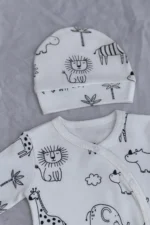 5’li Animal desenli Bebek Hastane Çıkışı Seti (Battaniyeli) – %100 Organik Pamuk - Görsel 5
