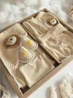 %100 Organik Pamuk Bebek Premium Bornoz Seti - Görsel 4