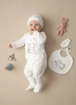 %100 Pamuk Animal Desenli 5’li 0-3 Ay Hastane Çıkışı Seti – Unisex (KUTULU)