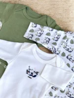 Panda Temalı Organik Pamuk Erkek bebek 3'lü body zıbın set - Görsel 5