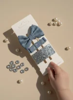 Lunaxy Denim & Işıltı 3’lü Kız Çocuk Klips Toka Seti - Görsel 4